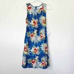 Two Palms Hawaii Hibiscus Plumeria Floral Rayon Tank Dress Womens Small Aloha